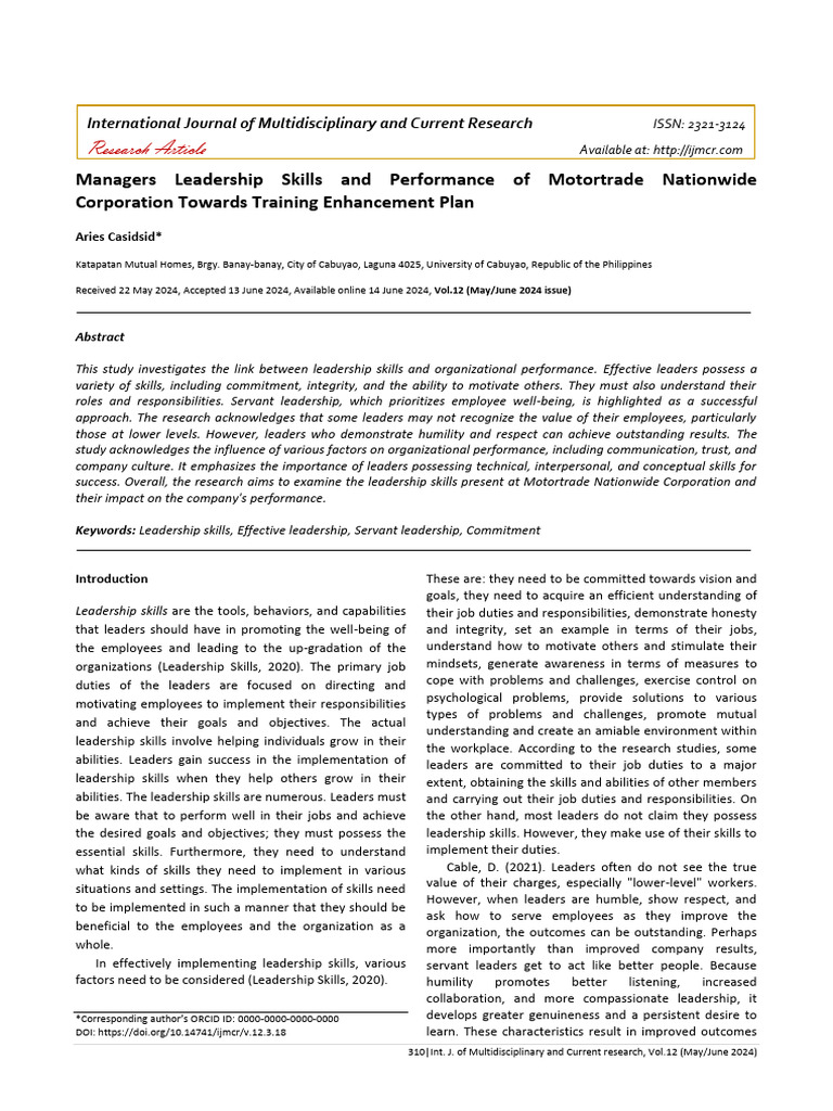 International Journal of Multidisciplinary and Current Research (IJMCR ...