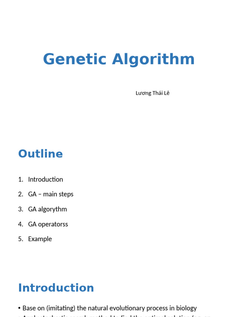 L7 Genetic Algorithm | PDF | Genetic Algorithm | Fitness (Biology)