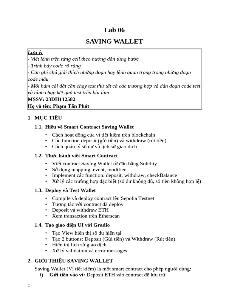 Lab06 Saving Wallet | PDF