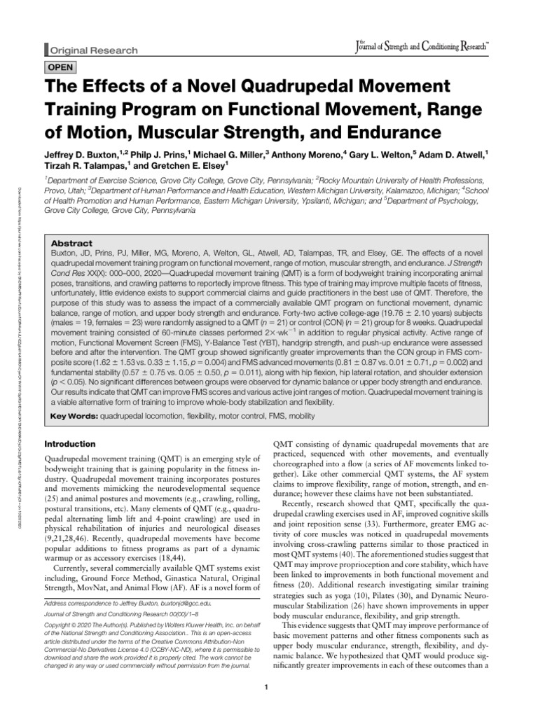 Quadrupedal Movement Training Effects | PDF | Anatomical Terms Of ...