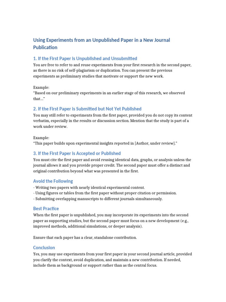 Using Experiments in New Journal Papers | PDF