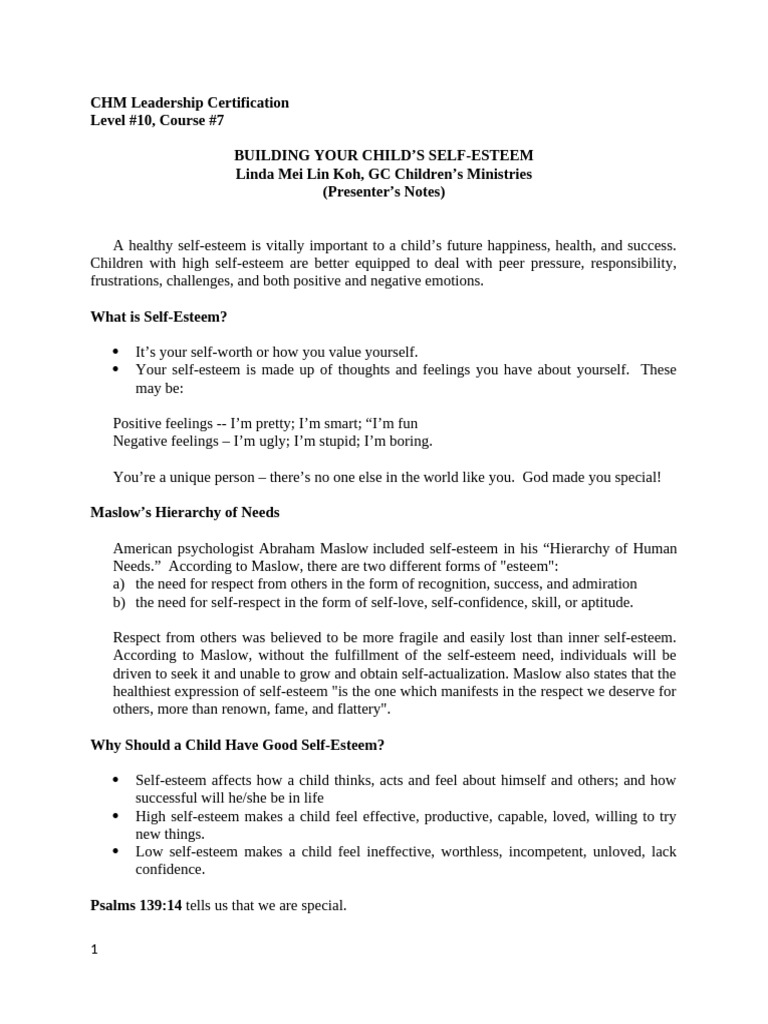 Building Your Childs Self Esteem | PDF | Self Esteem | Psychology