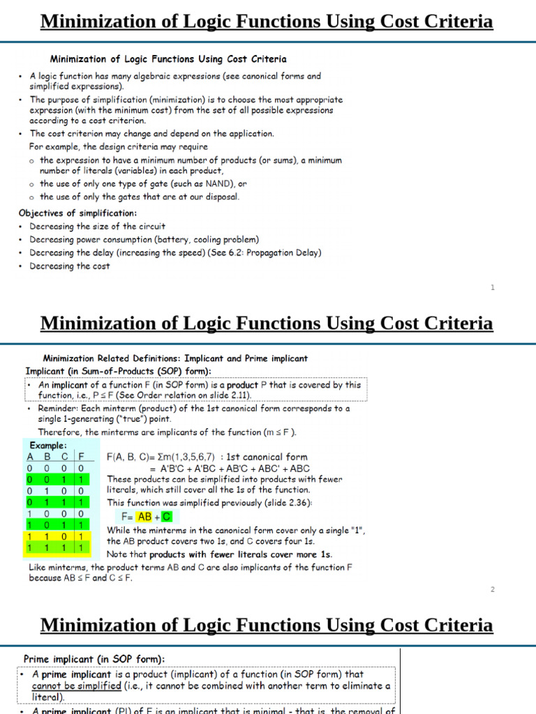 Logic Function Minimization Techniques | PDF | Digital Electronics ...
