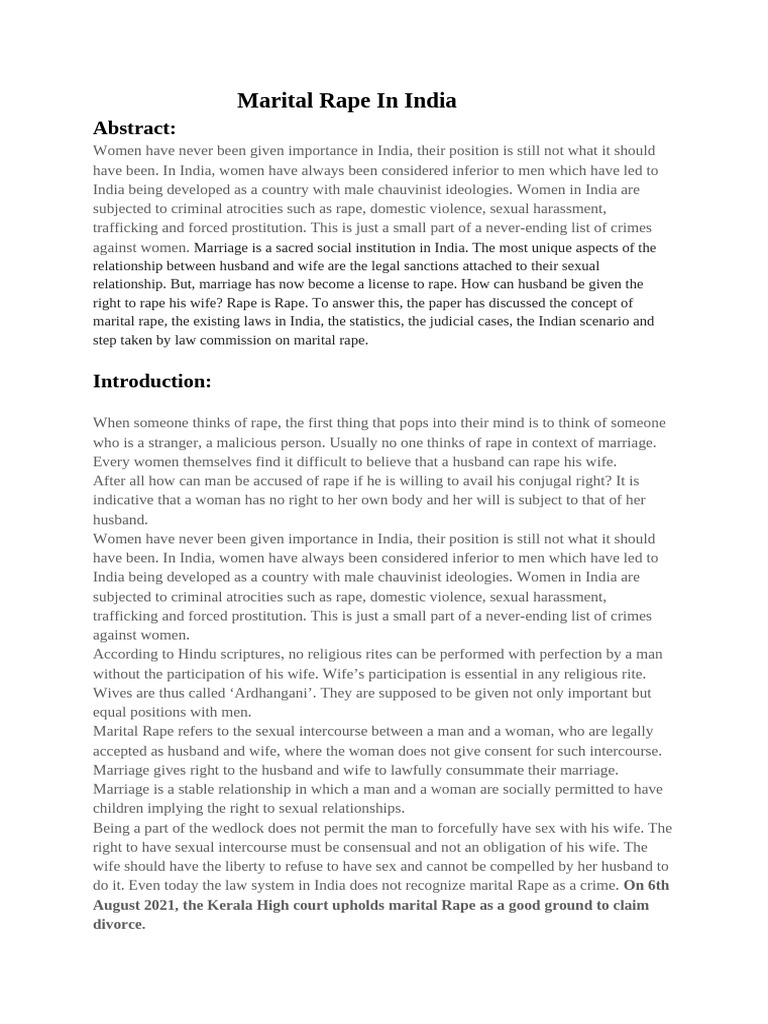 Marital Rape Laws and Impact in India | PDF | Rape | Marriage