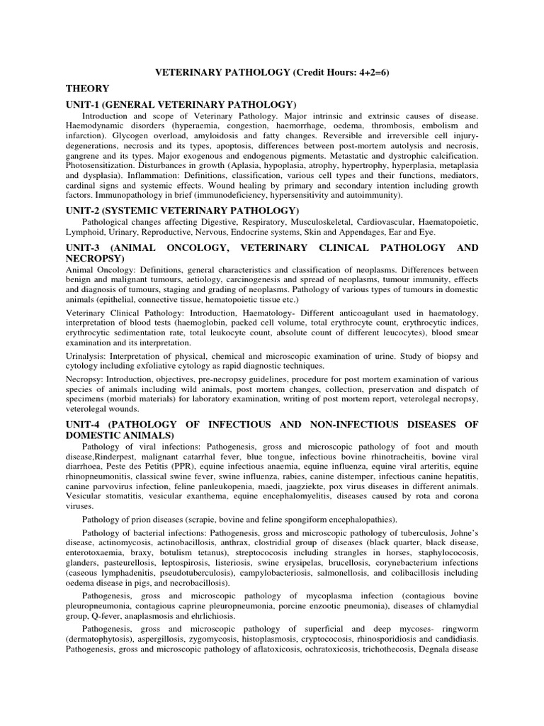 Veterinary Pathology Course Overview | PDF | Histopathology | Pathology