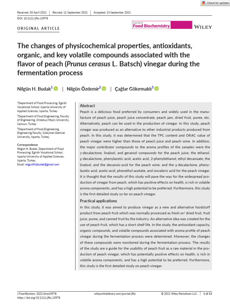 The Changes of Physicochemical Properties, Antioxidants, Organic, and ...