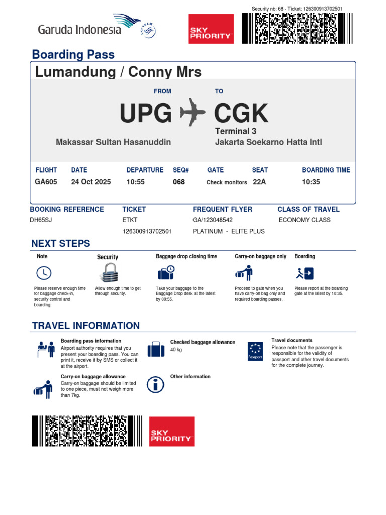 Flight Boarding Pass and Travel Info | PDF | Civil Aviation | Aviation