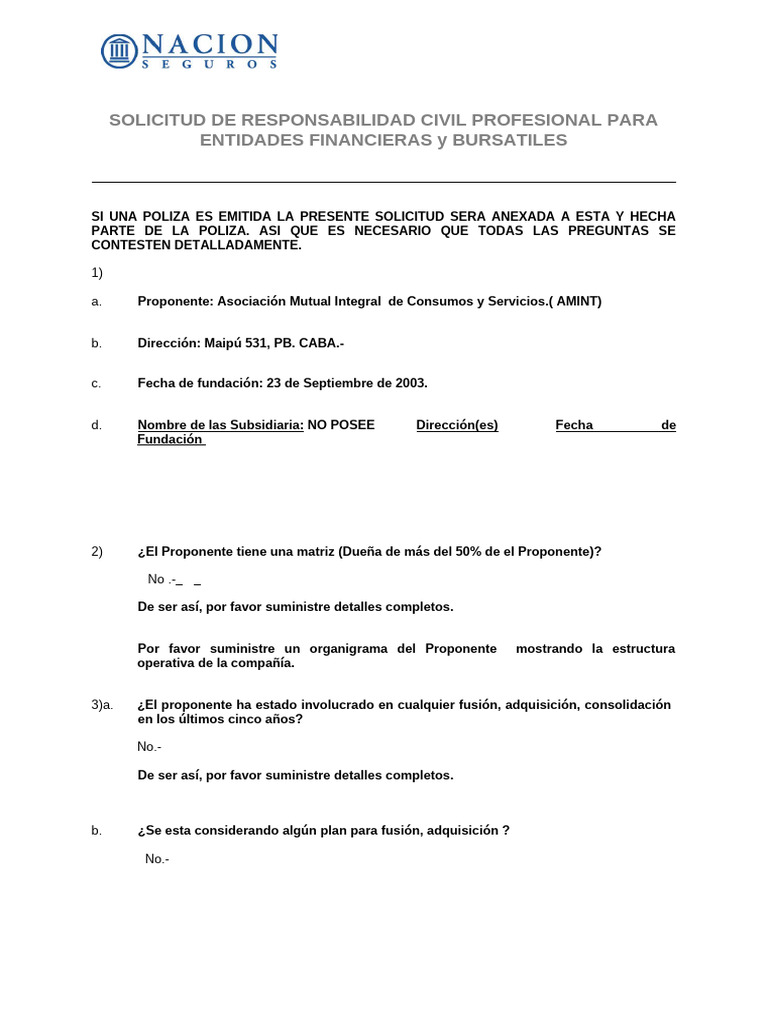 Formulario RC CORREGIDO. | PDF | Póliza de seguros | Seguro