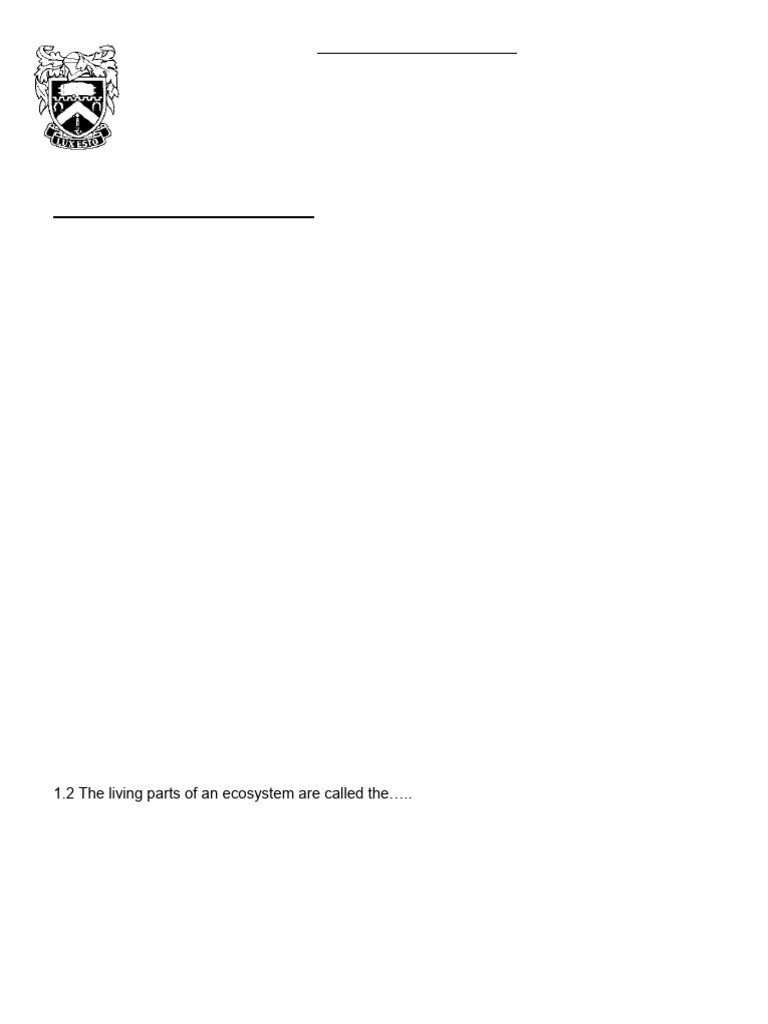 GR 8 Natural Science Control Test 1 2017 | PDF | Food Web | Oxygen