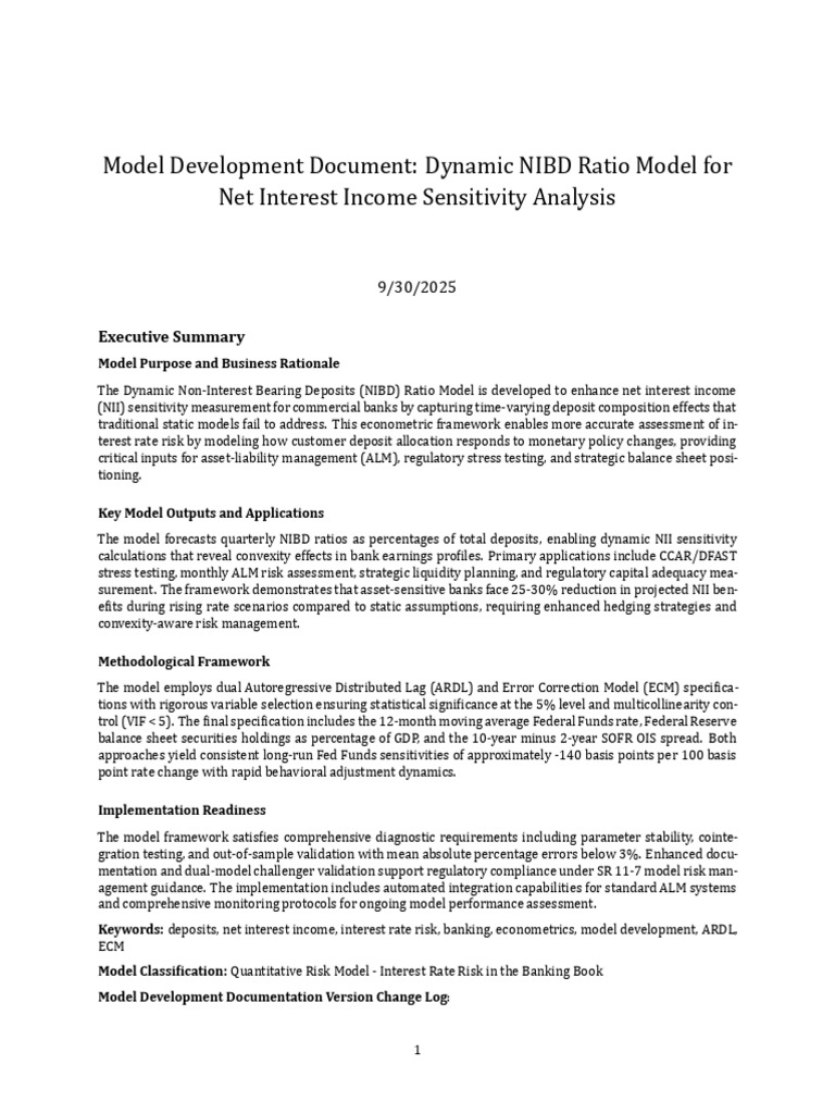 Dynamic NIBD Ratio Model Overview | PDF | Applied Mathematics | Economics
