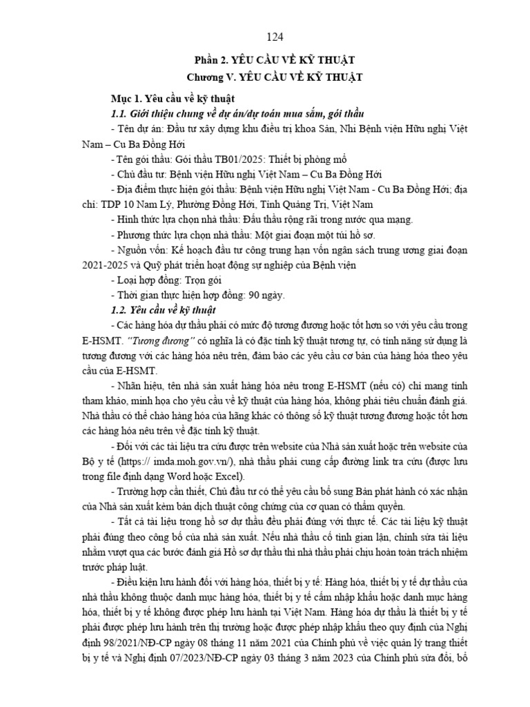 Chuong V - Yeu Cau Ve Ky Thuat TB01 | PDF