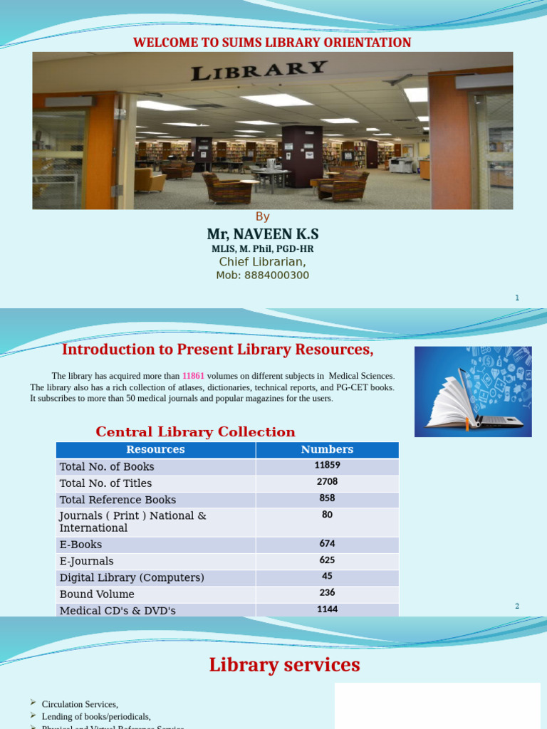 SUIMS Library Orientation Overview | PDF | Libraries | Books