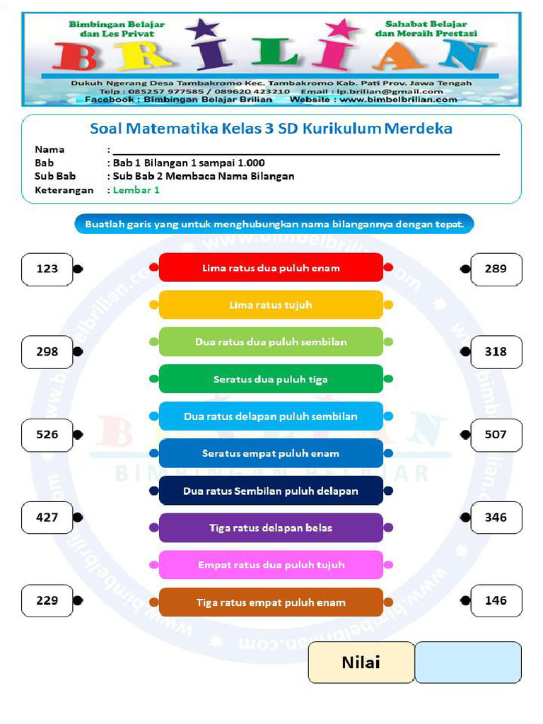 Matematika Kelas 3 Bab 1 Sub 2 | PDF