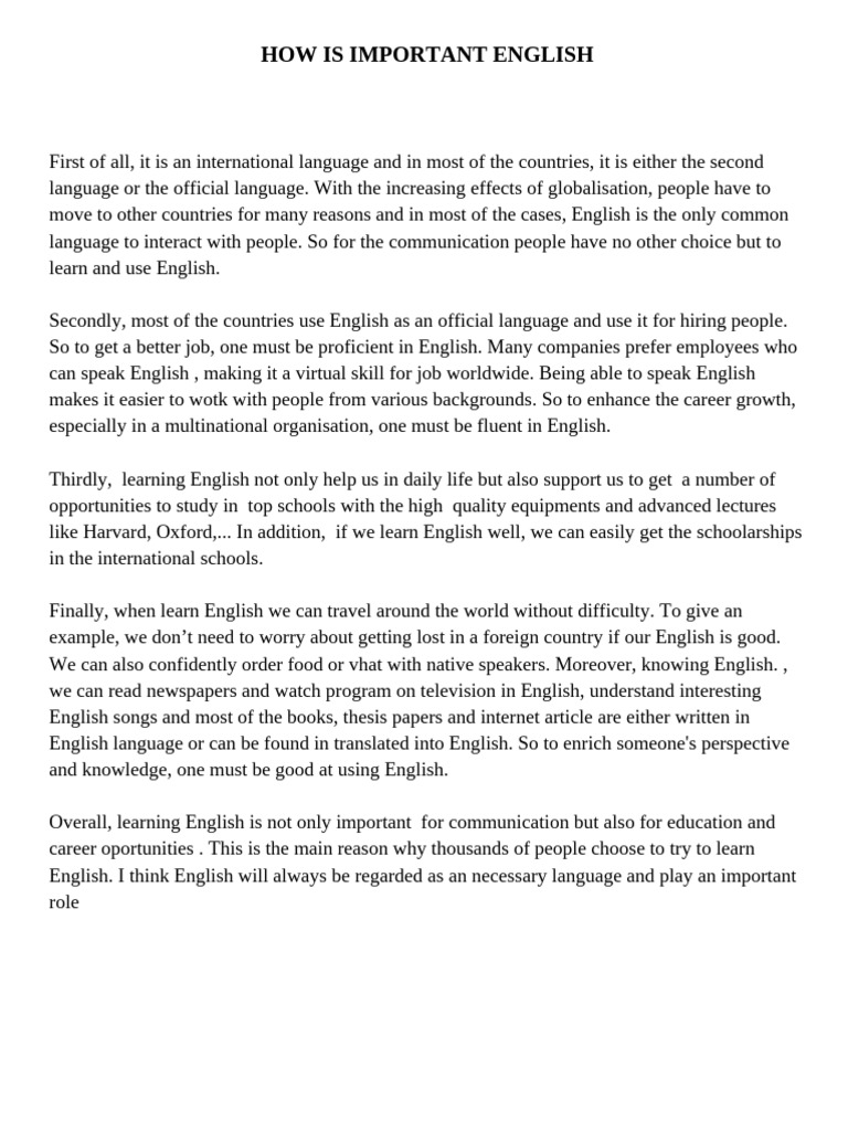 Importance of Learning English Skills | PDF