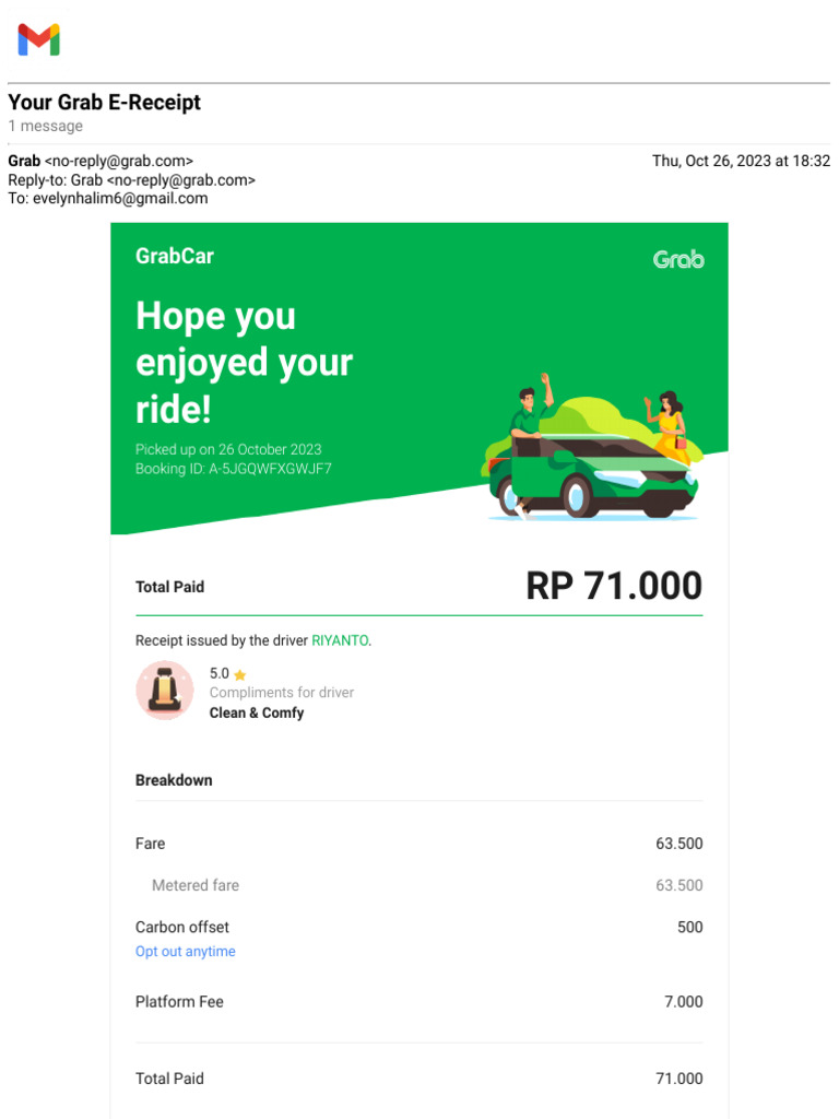 Grab E-Receipt for Your Ride | PDF
