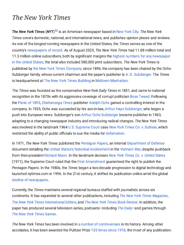 History and Impact of The New York Times | PDF | The New York Times
