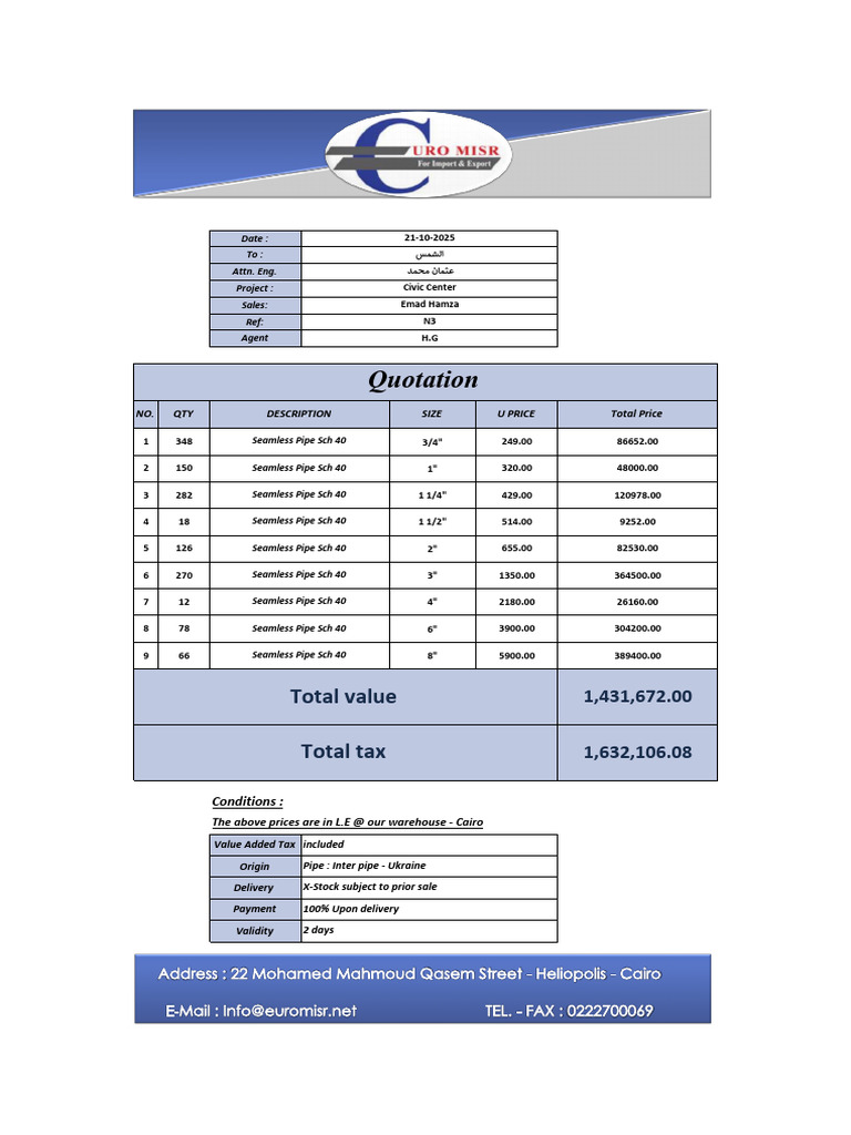 Seamless Pipe Quotation Details | PDF