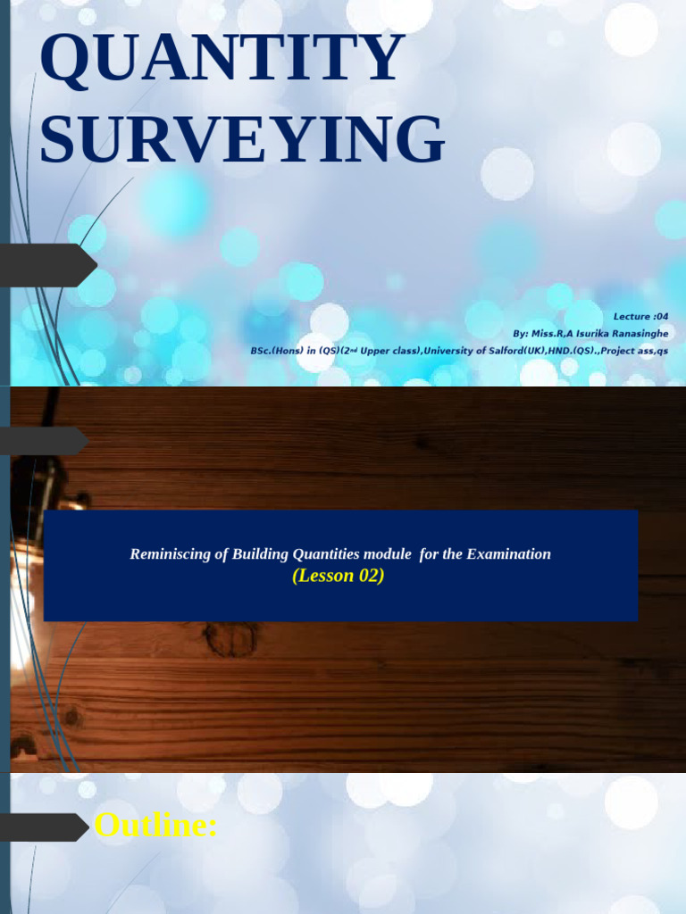 Quantity Surveying Exam Preparation Guide | PDF