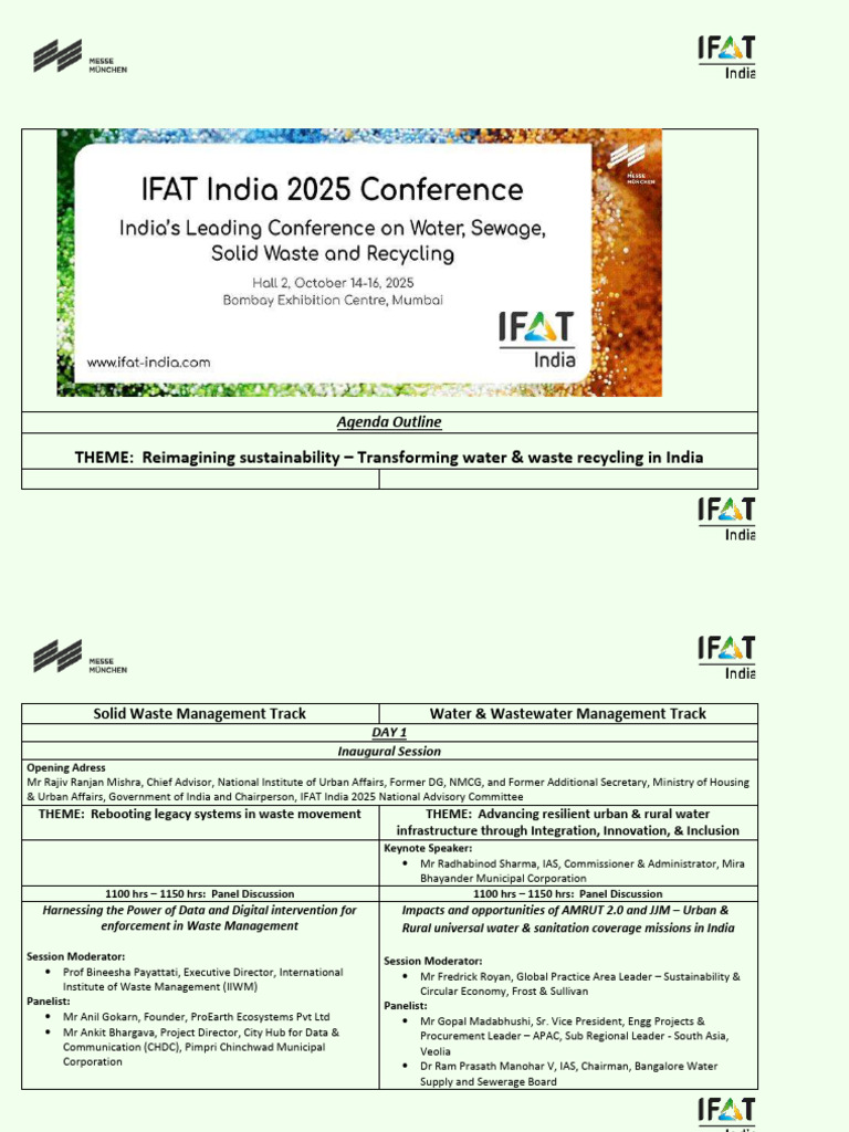 Conference Agenda IFAT India 2025 | PDF | Waste Management