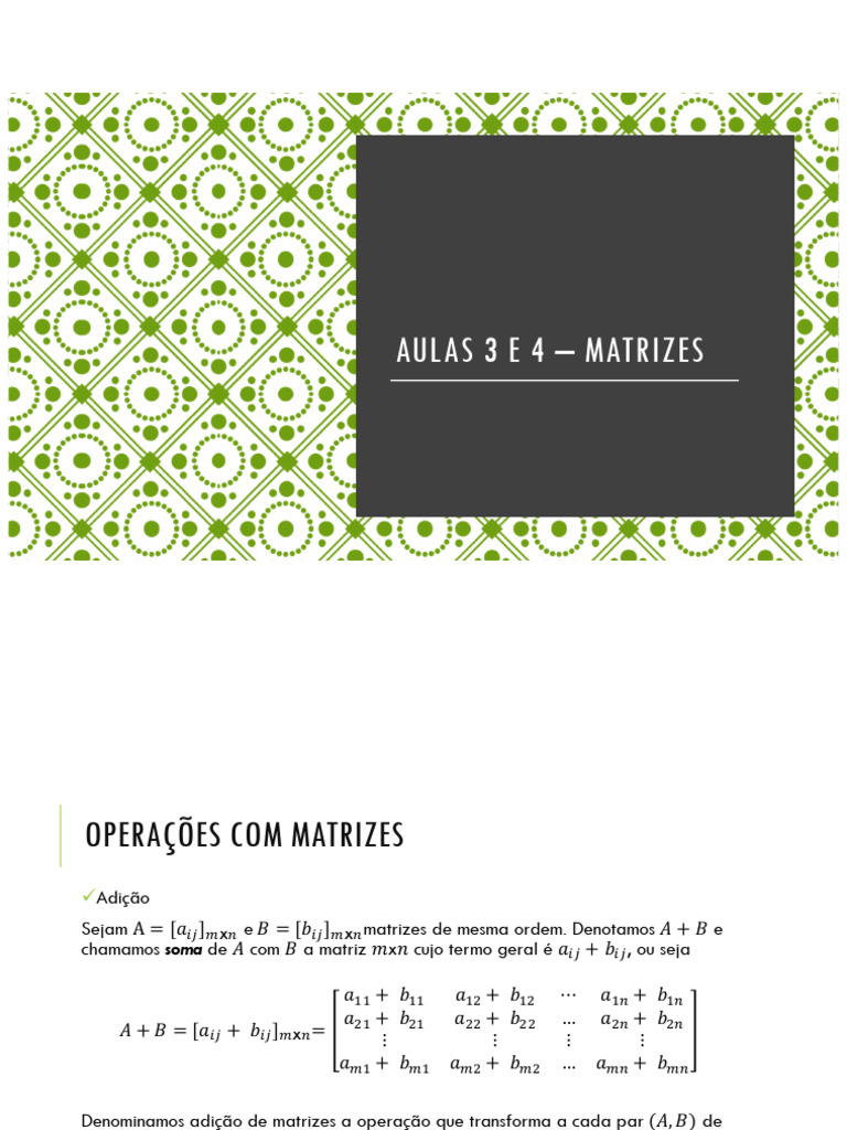 Operações e Propriedades de Matrizes | PDF | Matriz (Matemática ...