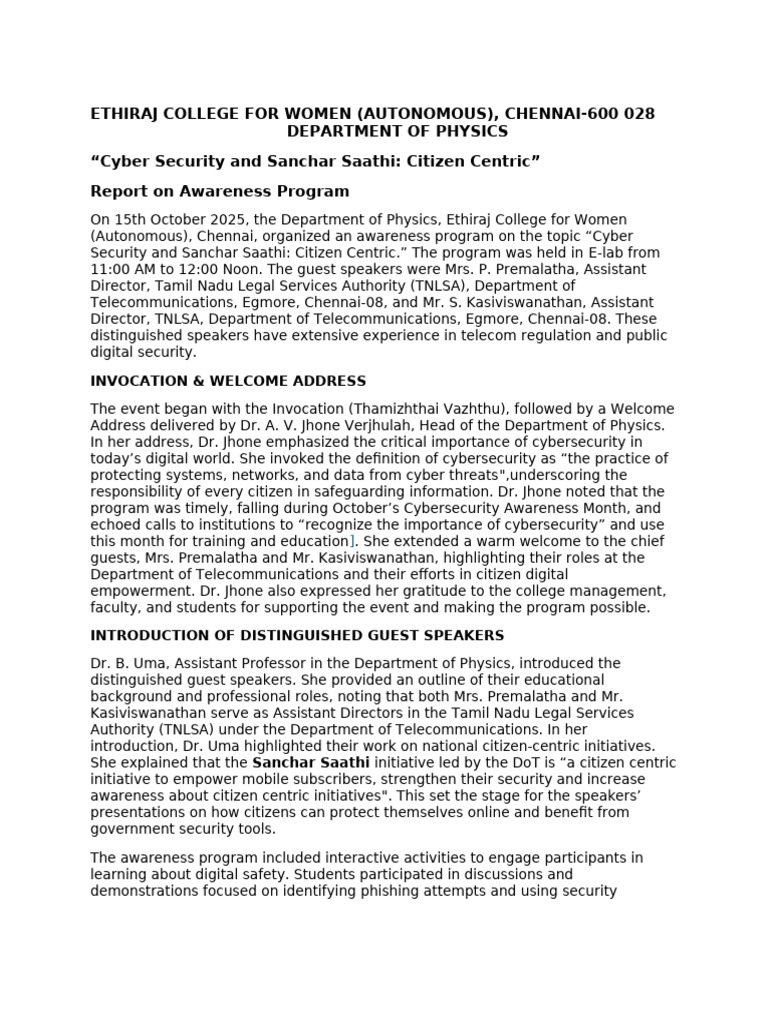 Cybersecurity Awareness Program Report | PDF | Computer Security | Security