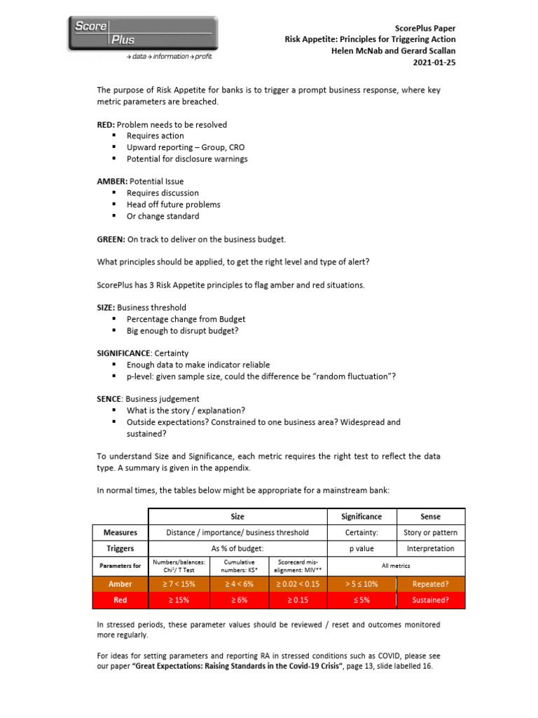 Risk Appetite Principles for Banks | PDF | Risk | Chi Squared Distribution