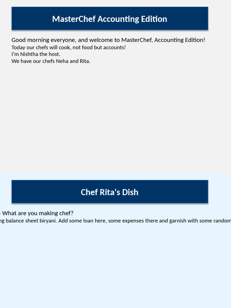 MasterChef: Accounting Standards Explained | PDF | Recipe | Chef