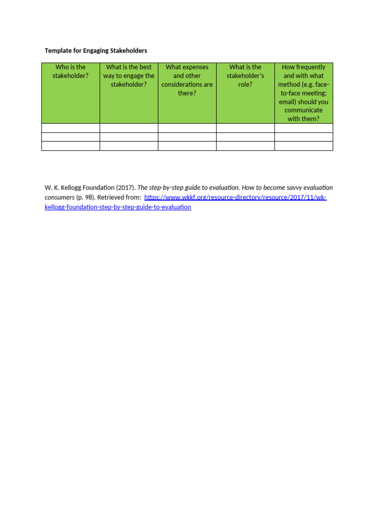 Stakeholder Engagement Template Guide | PDF