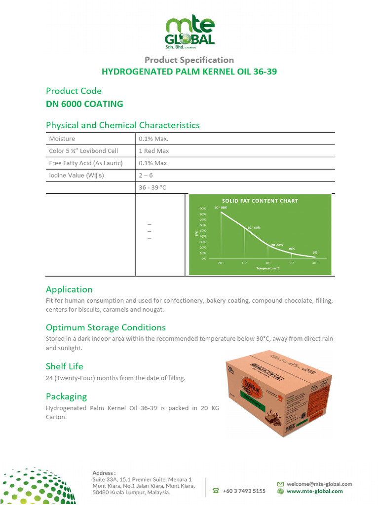 Hydrogenated Palm Kernel Oil Specs | PDF