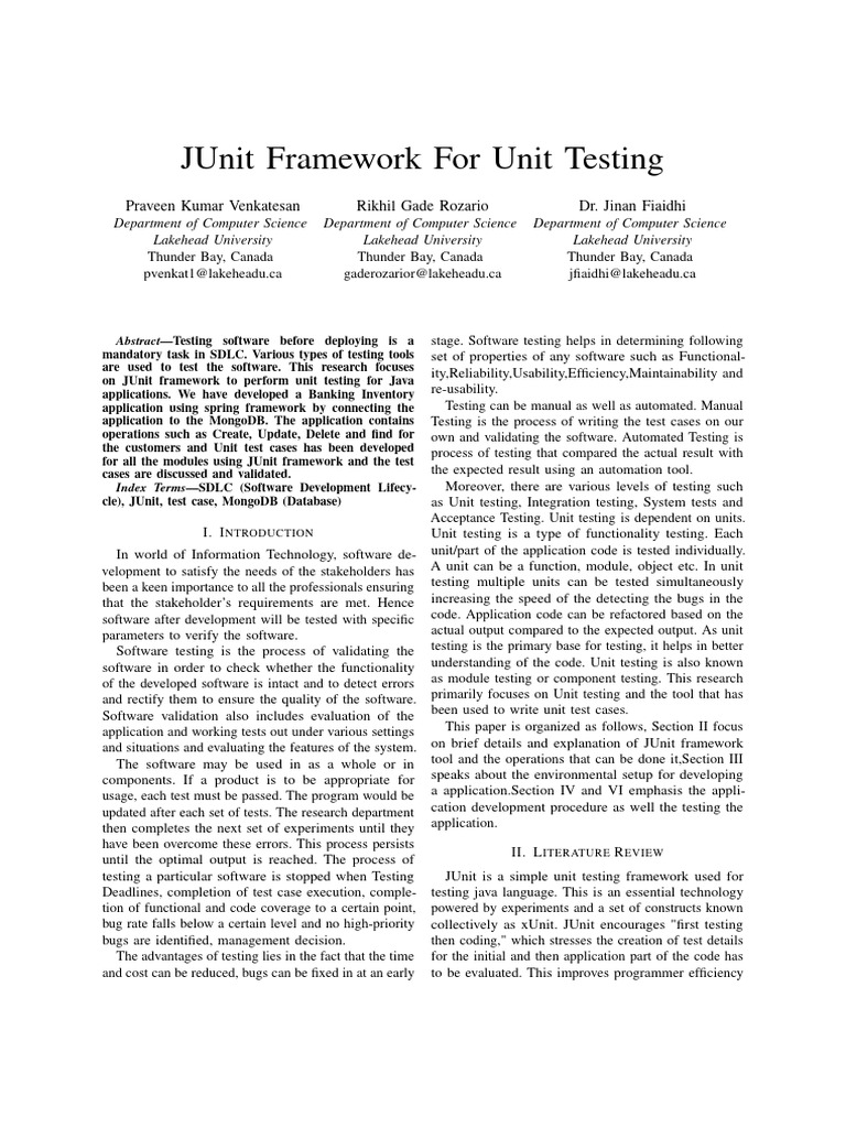 JUnit Framework for Java Unit Testing | PDF | Unit Testing | Method ...