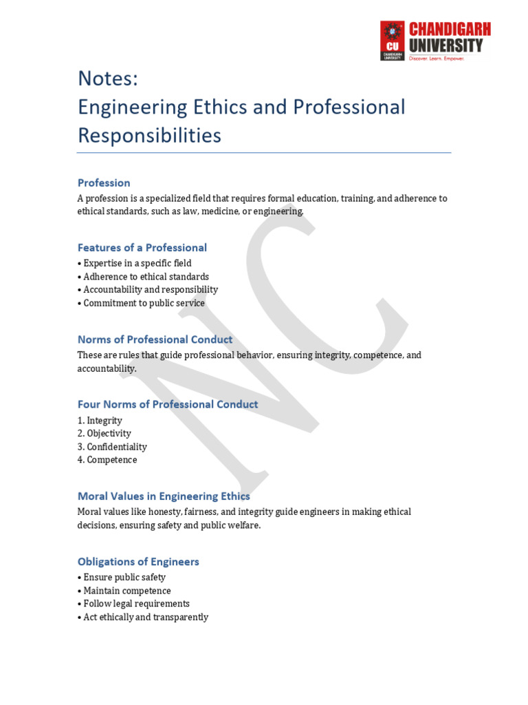 Engineering Ethics and Professional Responsibilities | PDF | Integrity ...
