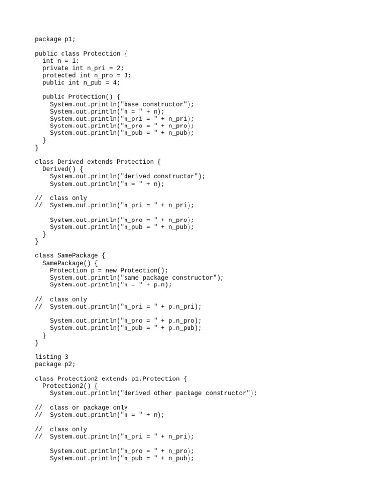 Java Class Protection and Inheritance | PDF