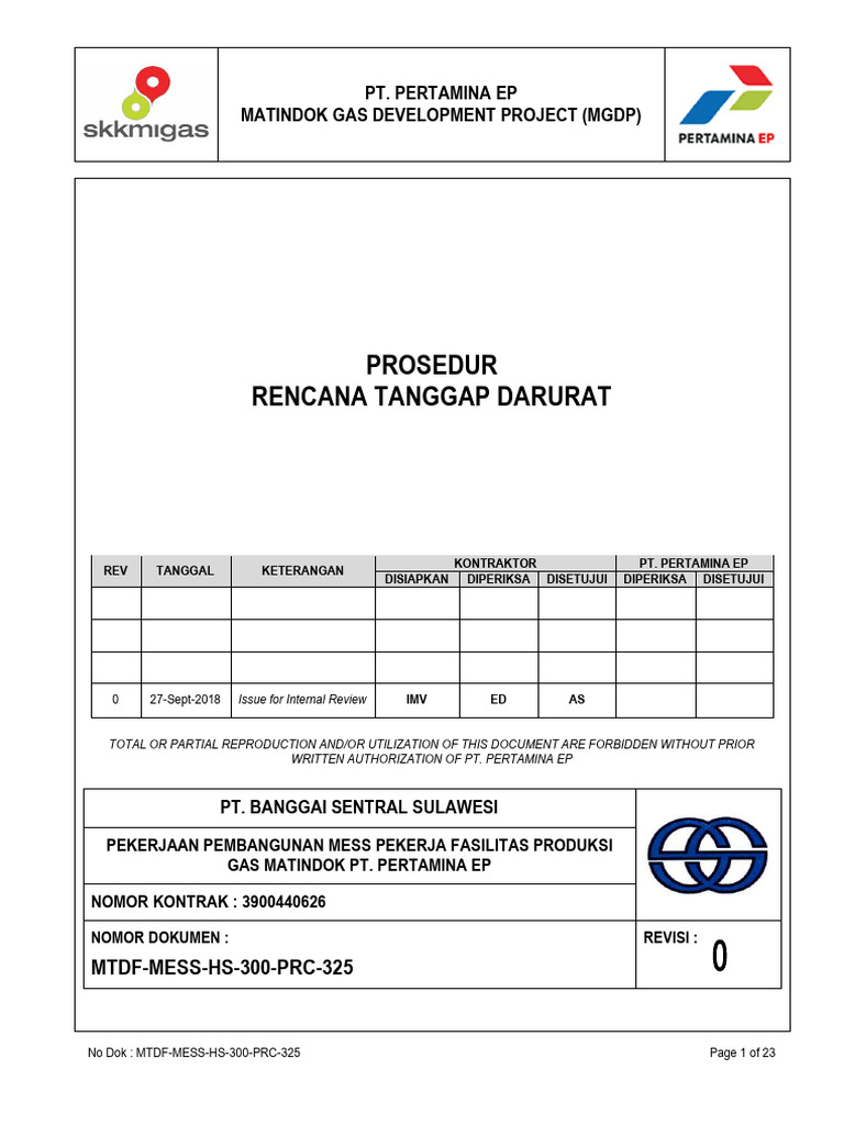 Prosedur Tanggap Darurat MGDP Pertamina | PDF