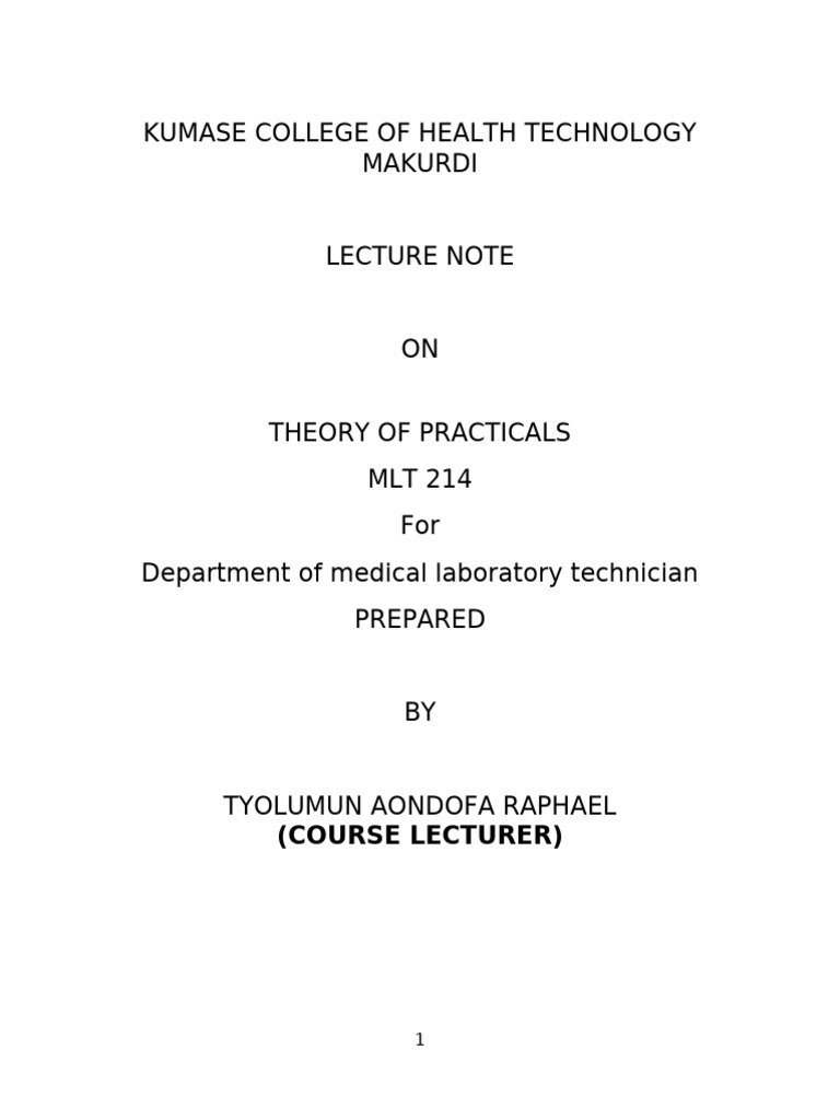 MLT 214 Practical Notes on Hematology | PDF | Staining | Agar