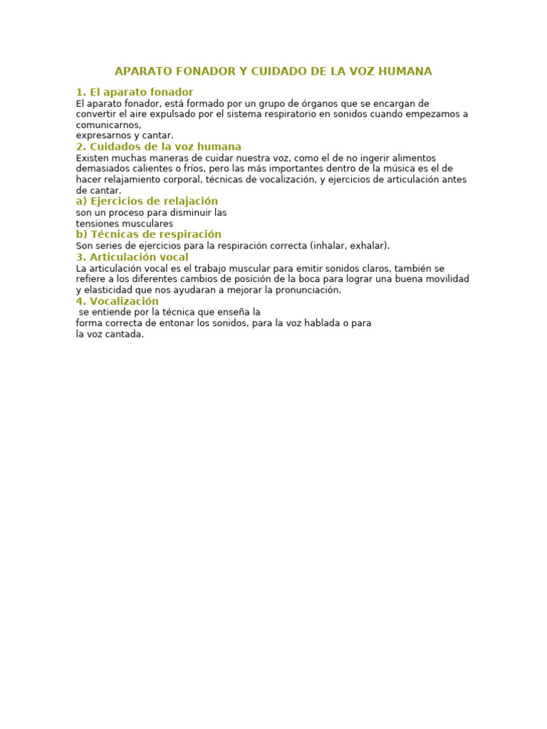 1ros Aparato Fonador y Cuidado de La Voz Humana | PDF