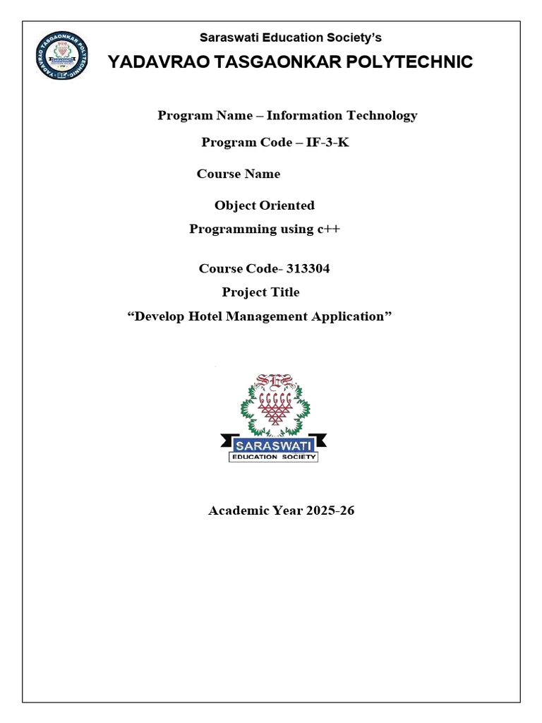 Hotel Management App in C++ OOP | PDF | Object Oriented Programming ...