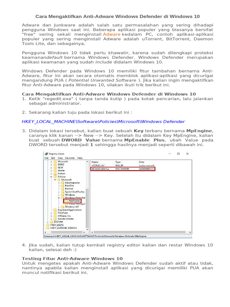 Aktifkan Anti-Adware di Windows 10 | PDF