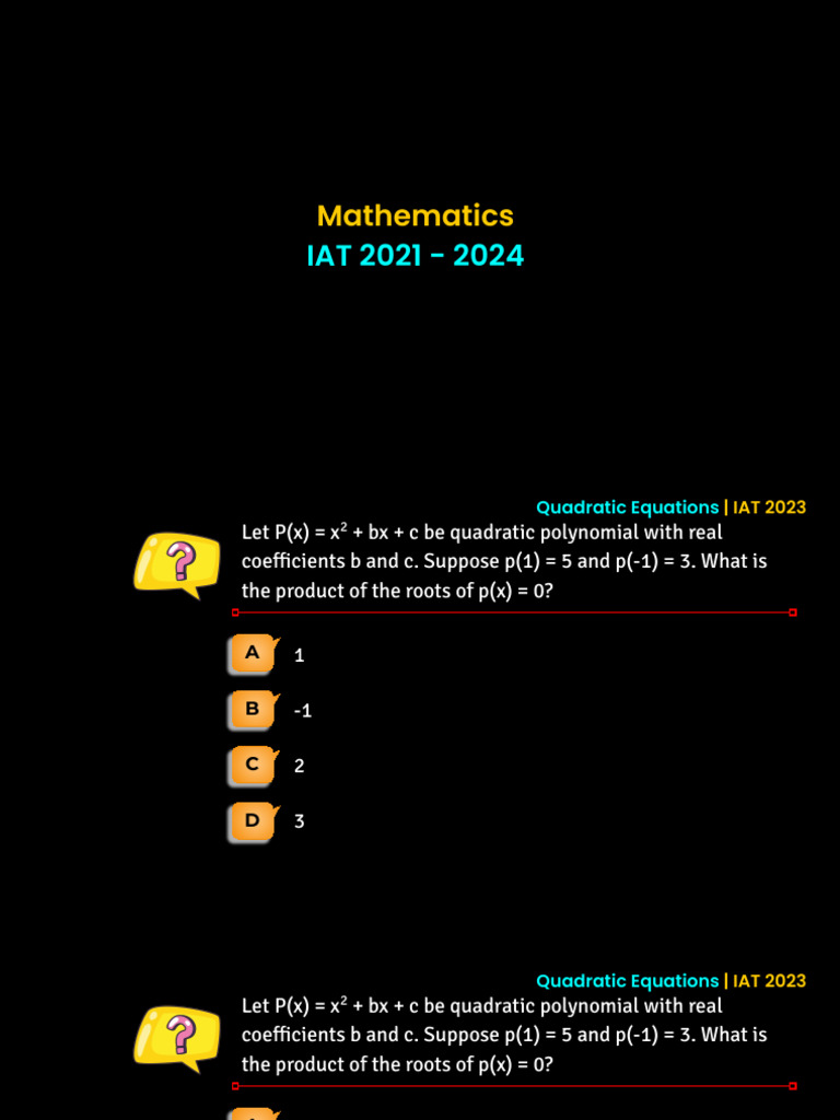 IAT 2021-2024 Mathematics Questions | PDF | Acceleration | Oscillation