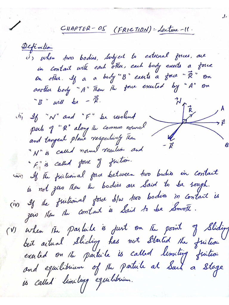 Lecture 11 (Friction) | PDF