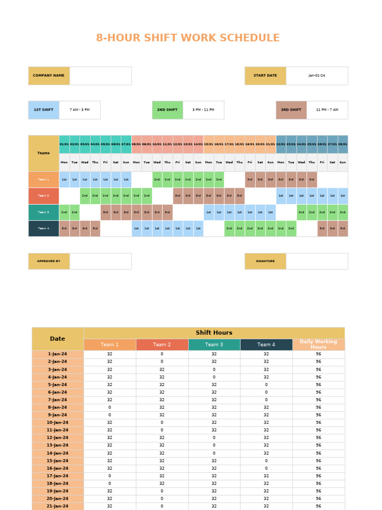 8-Hour Shift Schedule Overview | PDF