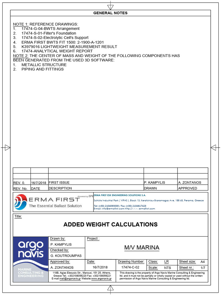 M/V Marina Weight Calculation Report | PDF