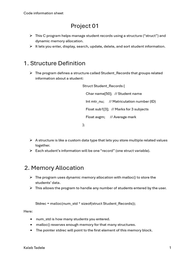 C Program for Student Record Management | PDF | Pointer (Computer ...