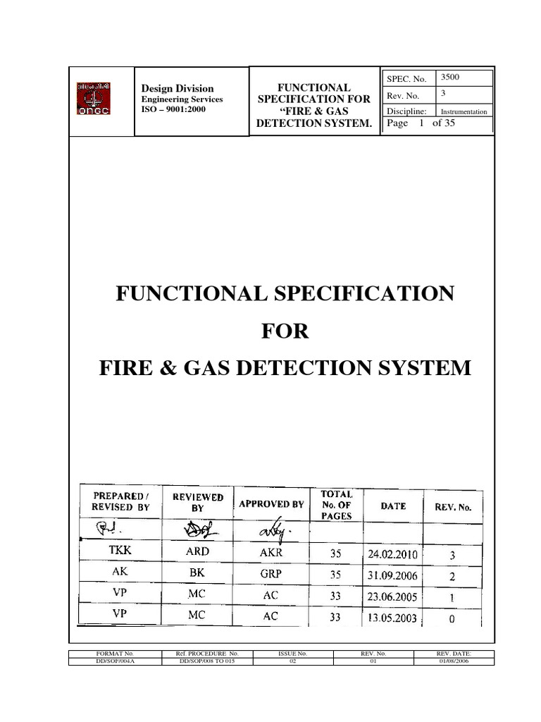 Fire & Gas Detection System Specification | PDF | Sensor ...