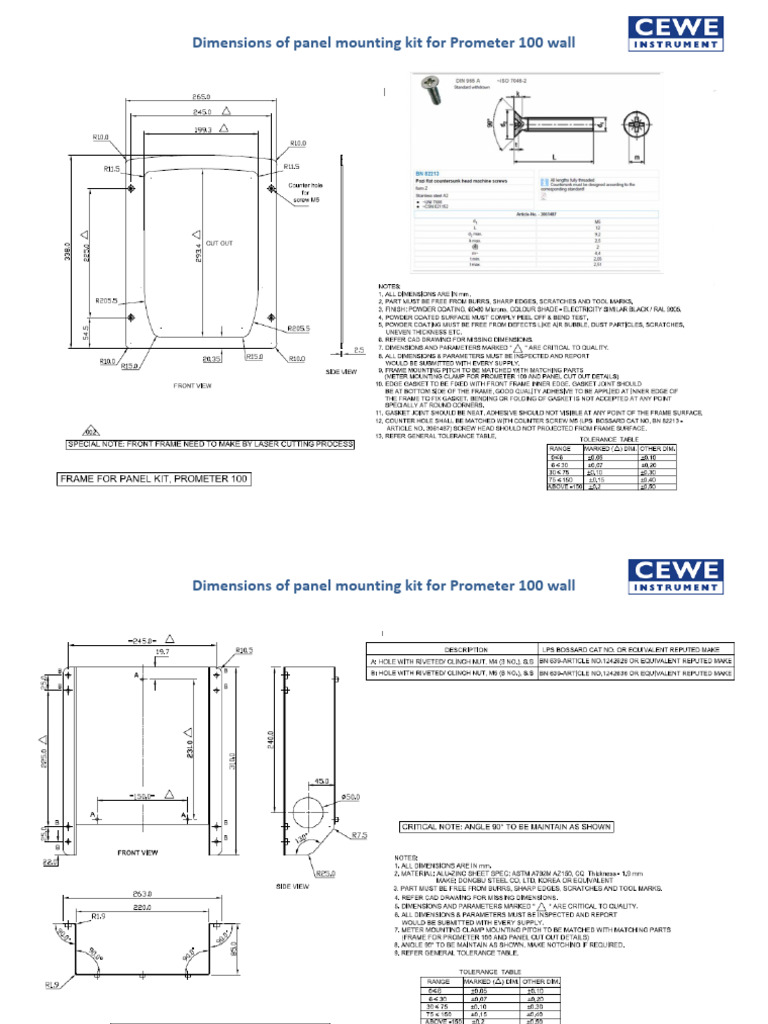 Prometer 100 Panel Mounting Kit Dimensions | PDF
