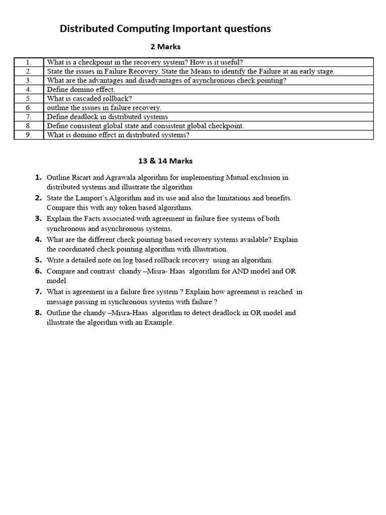 Distributed Computing Important Questions | PDF