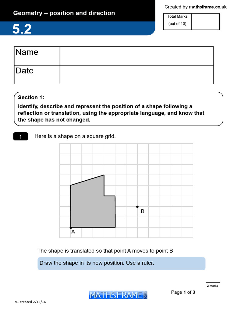 Geometry: Position and Direction Exercises | PDF | Shape | Mathematics