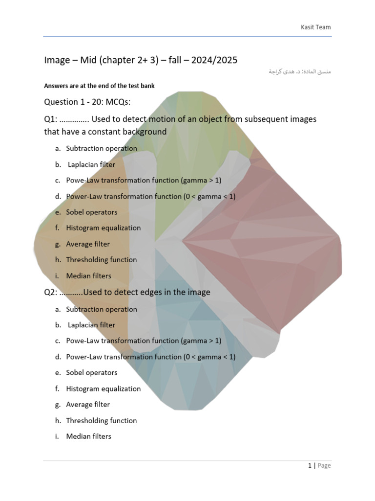 Image Processing Techniques MCQs | PDF | Recording | Computer Graphics