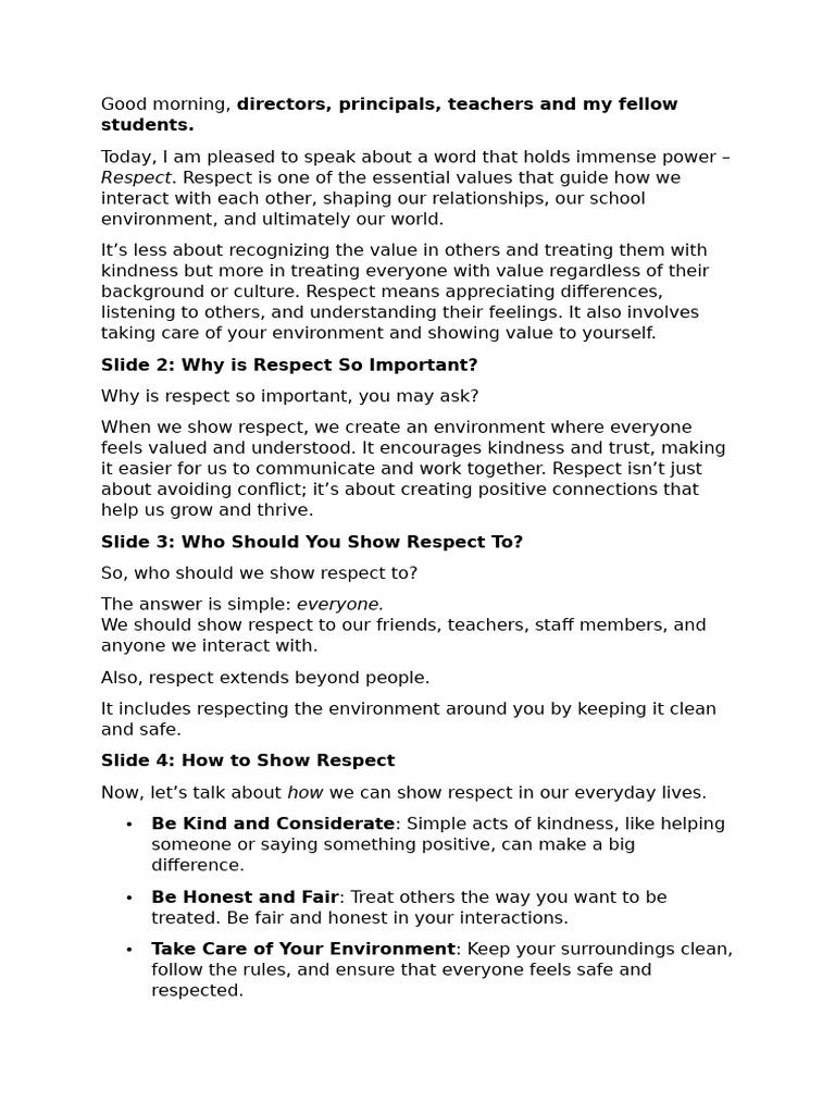 Promoting Respect in School | PDF | Social Psychology | Psychological ...