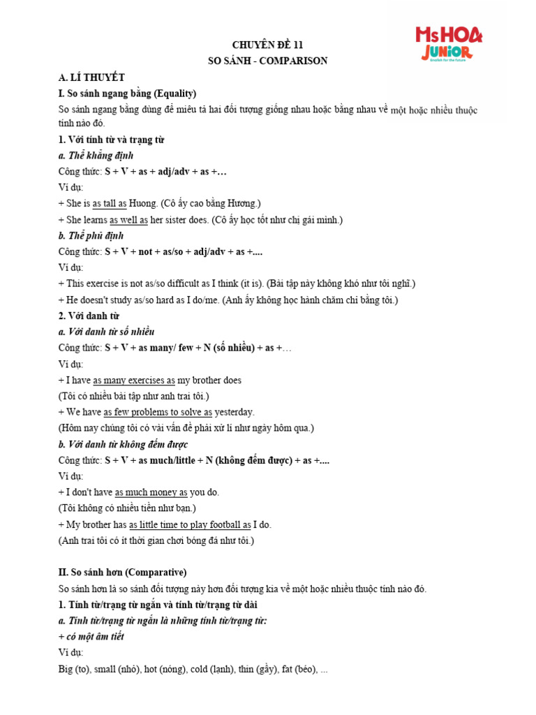 Comparative Form - So Sanh | PDF