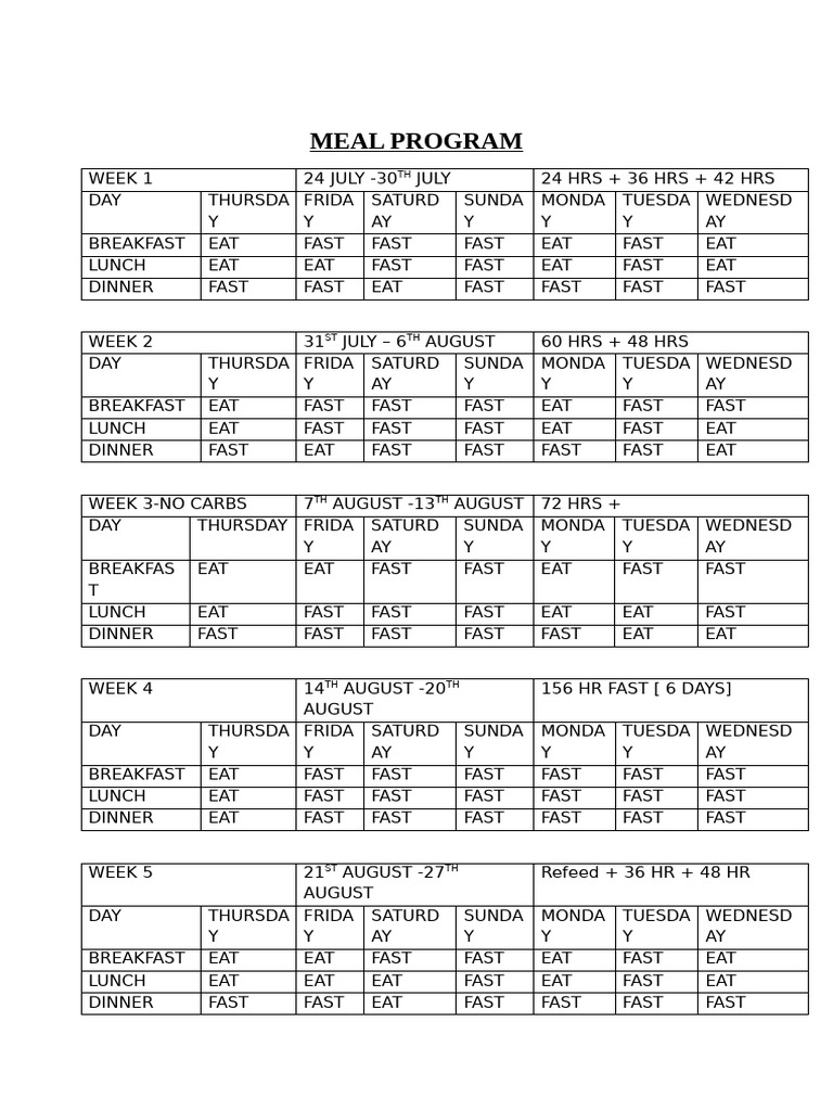 Intermittent Fasting Meal Plan | PDF